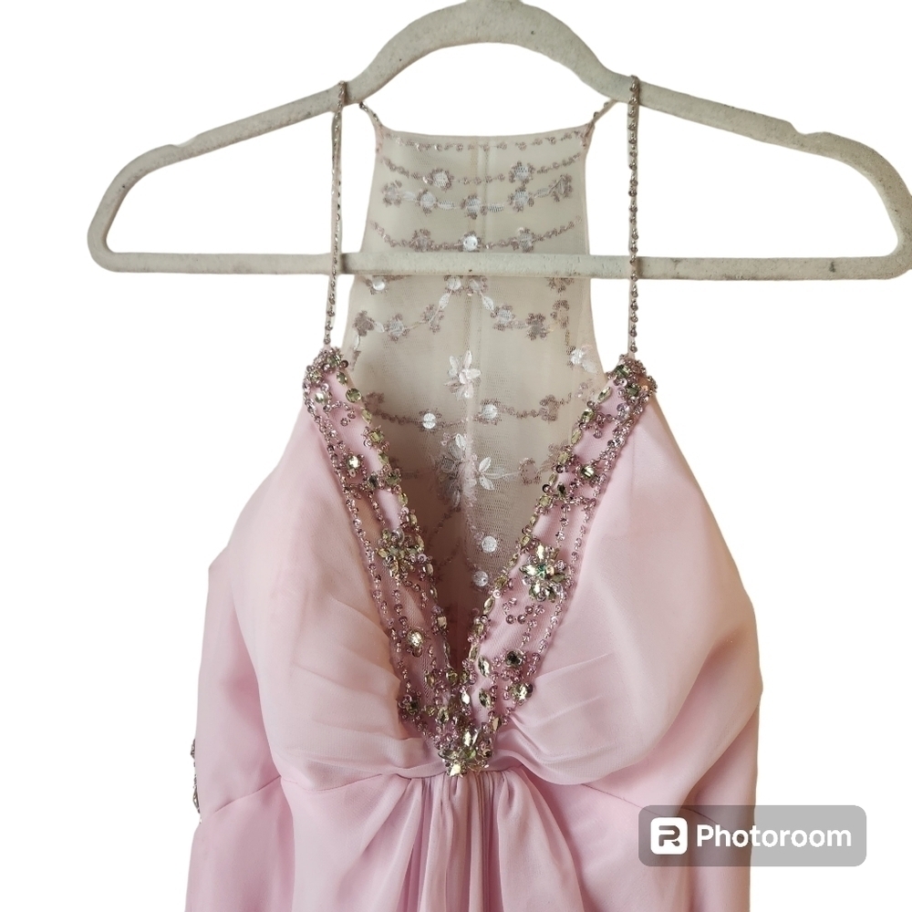 David & Johnny Baby Pink Jeweled Back Dress Sz. 7/8 Stunning Formal - Picture 5 of 8